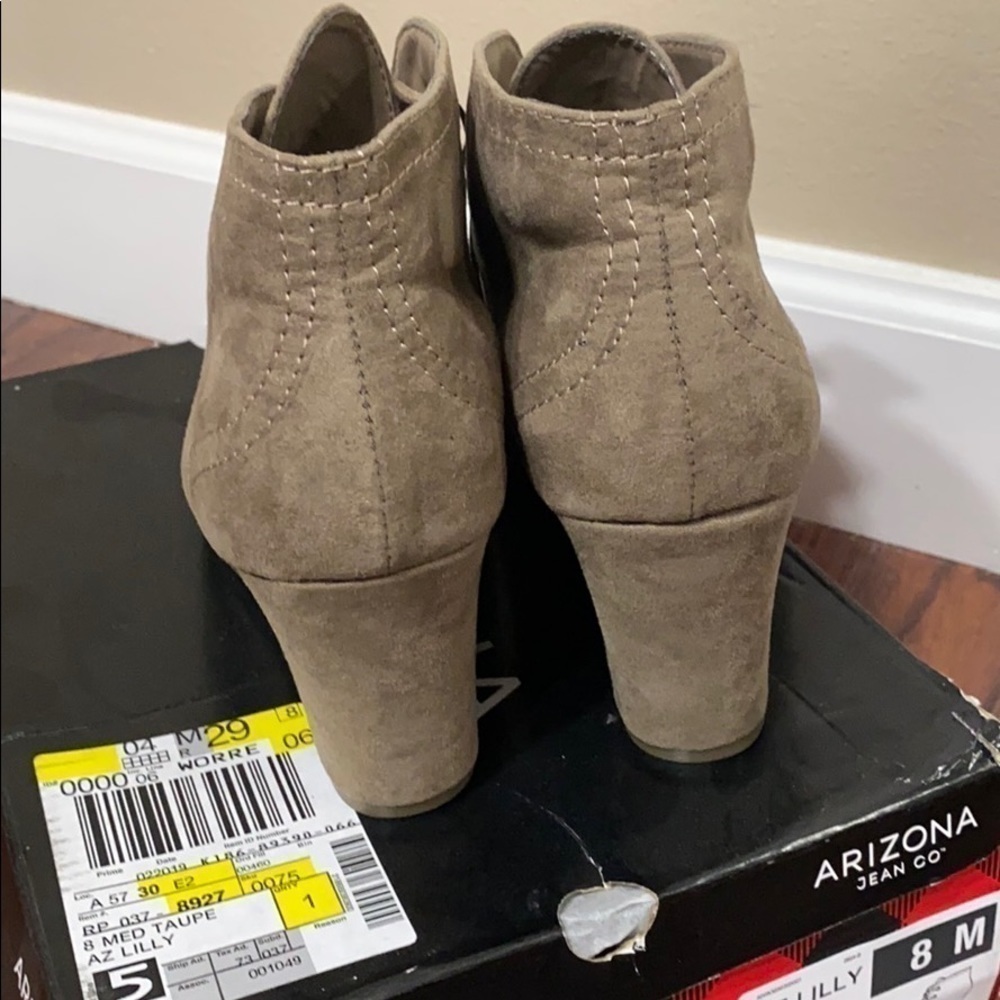 Memory Foam Wedges Taupe size 8 tie up booties fall footwear boots comfortable - Picture 6 of 10